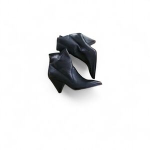 Franco Sarto Black Ankle Booties with Textured Design